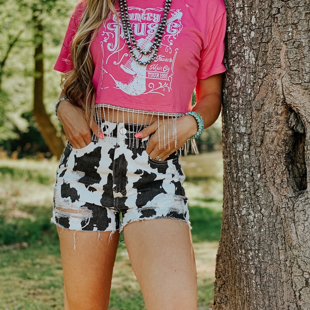 Cow print shorts